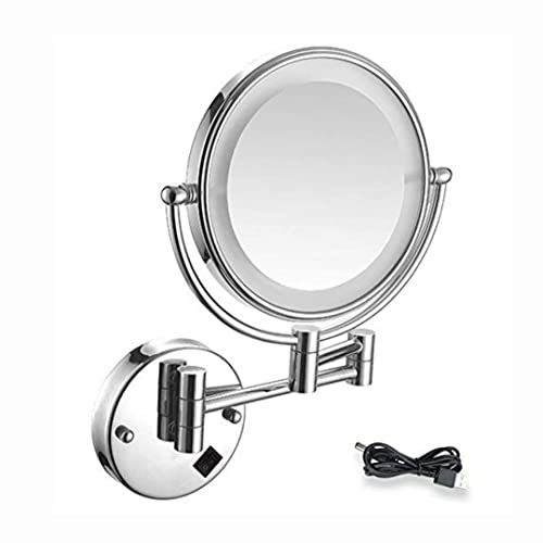 Image of ZAP LED Makeup Mirror with Light | 8 Inch Wall Mounted Double Sided Vanity Mirror | Brass & Stainless Steel | 3X /1X Magnification | Chrome Finish Bathroom Mirror
