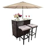 SUNCROWN Outdoor Bar Set with Umbrella