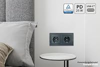 Schutzkontakt-Einbausteckdose 2-fach, mit je2x USB-C™ (25W, PD 3.0), anthrazit – Ansicht 6