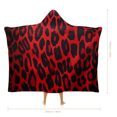 Cape à capuche imprimé léopard rouge douce pour bureau - 2