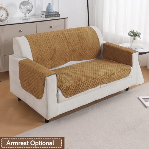 Image of HOKIPO Quilted Sofa Cover for 2 Seater for Seat & Back, 'Quilt Classic' Golden (IN-926-GLD*2)