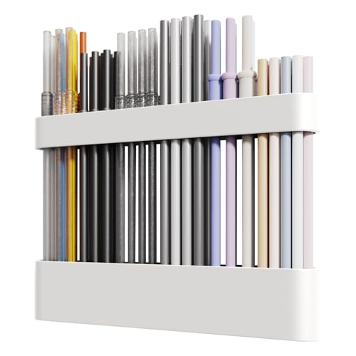 Cxqbsmy Strohhalm Organizer, Wandmontierte Trinkhalme Aufbewahrung, Aufbewahrung mit Doppelseitig Magnetisch, Bohrungsfreie Montage Wiederverwendbare Schrankspeicher Strohhalm Halfterung