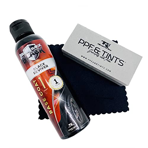 RimPro-Tec Bring Back to Black Plastic Restorer - Black Trim Restorer for Interior and Exterior use in Plastic & Rubber - Full Retail Kit Color Base Black Coat, Plus 1 x sponge and 4 x Cloths and BagB