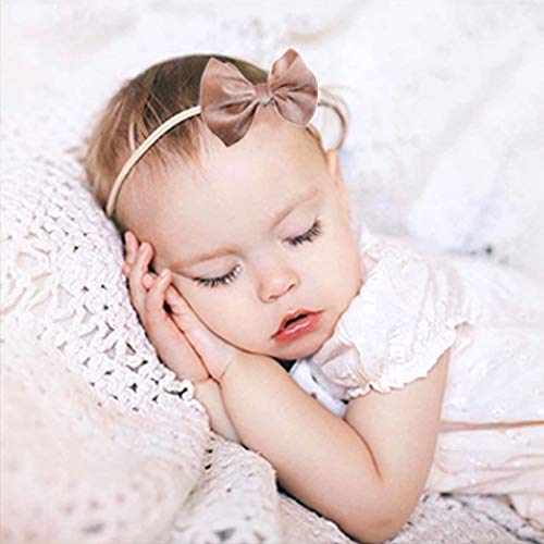 Yanjie Baby Leopard Velvet Bow Headbands - 3 Pack Cotton Nylon Headband Baby Photography Hair Bow (4.5 Leopard-Velvet) #TOP2