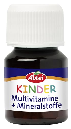 Abtei Kinder Multivitamine + Mineralstoffe - Für ein gesundes Aufwachsen* von Kindern - Ab 3 Jahren - Mit 21 wichtigen Nährstoffen - Glutenfrei, Laktosefrei, Gelatinefrei - 75 Schmelztabletten