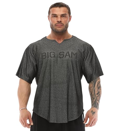 Men's Oversize Active T-Shirts, Bodybuilding Fitness Cardio Rag Top T-Shirt