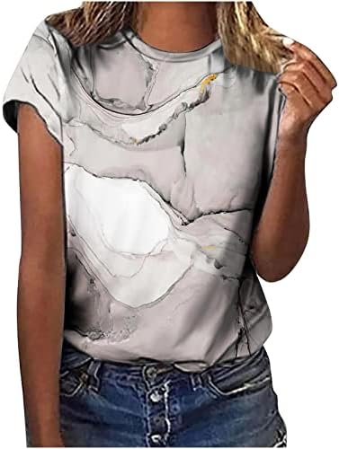 DASAYO Women Marble Print Tees Shirt Casual Summer Short Sleeve Cute t-Shirts Tops Fashion Vintage Goiong Out Blouses Tee