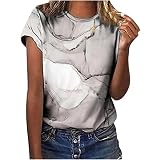 DASAYO Women Marble Print Tees Shirt Casual Summer Short Sleeve Cute t-Shirts Tops Fashion Vintage G
