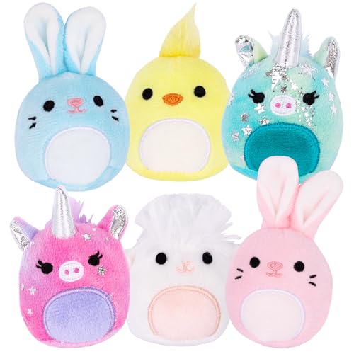 ArtCreativity Bulk Easter Stuffed Animals for Kids Set of 6 Plush Easter Toys in Pastel Colors Chick Bunny Unicorn and Lamb Designs Easter Basket Stuffers for Ages 3 and Up