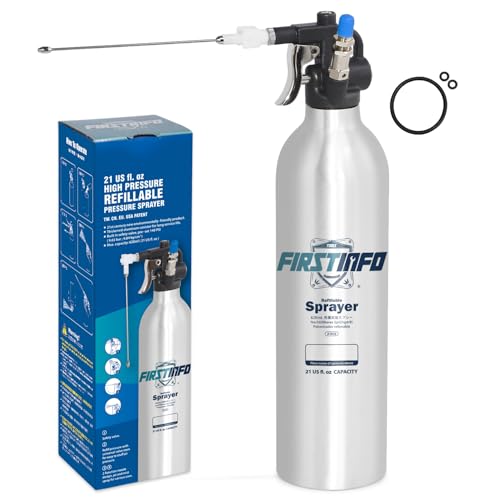 FIRSTINFO A1638 (3rd Gen) Patented Lightweight Max. Pressure 140psi / 620ml Thickened Aluminum Canister Refillable Aerosol Spray Can | Compressed Air Sprayer | Wide Mist Spray