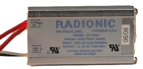 Radionic EL75HA Halogen Power Supply: Use with (1), (2), or (3) 20W