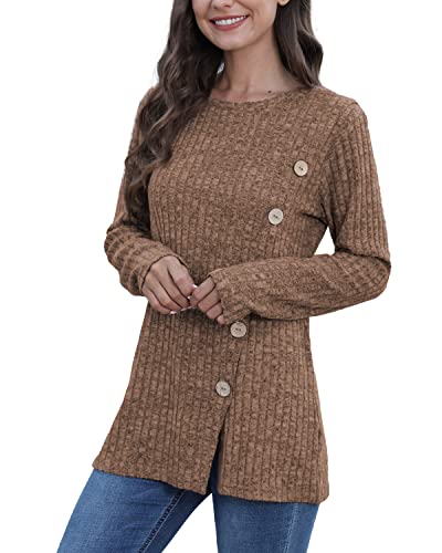 Image of JomeDesign Long Sleeve Shirts for Women Crew Neck Lightweight Sweater Loose Casual Tunic Tops