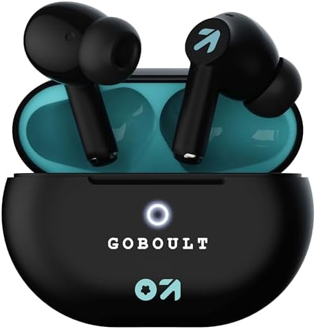 GOBOULT K40 True Wireless in Ear Earbuds with 48H Playtime, Clear Calling 4 Mics, 45ms Low Latency Gaming, 13mm Bass Drivers, Type-C Fast Charging, BTv 5.3 Ear Buds (Electric Black)