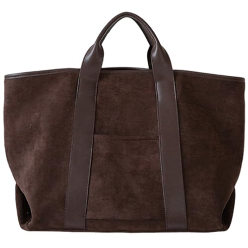 Sac en daim marron grand sac fourre-tout vintage de voyage pour femme