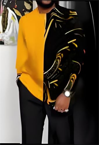 TIFIYA Men's African Dashiki 2 Piece Sweatsuits Big Men Walking Sets Retro Clothes Suits S-5XL2