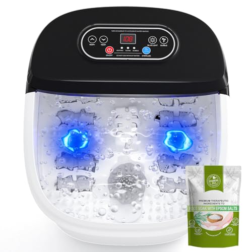 DermoPrime Foot Spa Bath Massager with Heat - Ozone and Blue Light Foot Soaking Tub, Epsom Salt,...
