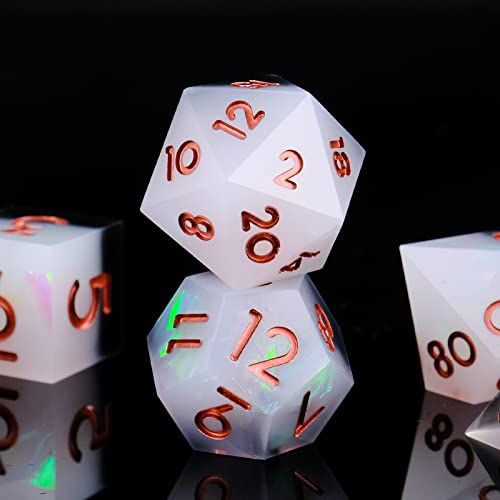 Cttasty Dice Set Resin Sharp Edge Dnd Dice Set Handmade 7Pcs Polyhedral Dice Set Dnd Rpg Mtg Role Playing Game Dice Set D&D Dice With Gift Case For Dnd Dungeons And Dragon Dice (Justice Messager) #TOP1