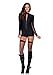 Leg Avenue Women's Zipper Front Romper with Sleeve and Side Sheer Panel
