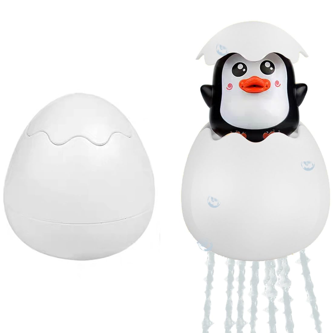 Baby Bath Toy, Penguin Hatching Egg Squirting Rain Cloud Bathtub Water Toy with Hidden Duck, Surprise Toy for Filling East...