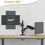 ELIVED Uchwyt do monitora, 2 monitory do ekranów 13-32 cali z VESA 75/100, sprężyna gazowa, 2 uchwyty do monitora, obracany o 360°, ramię 9 kg/ramię, regulacja wysokości ramienia EV6032