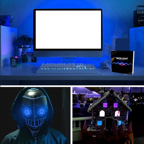 Image of Flexible Led Panel,Electroluminescent Panel Sheet EL Tape Cuttable Soft for Mask Eye Cosplay Party Decor DIY-Continuous /Slow Flash /Fast Strobe 3x24 cm Lightblue (Blue, 3 * 24)