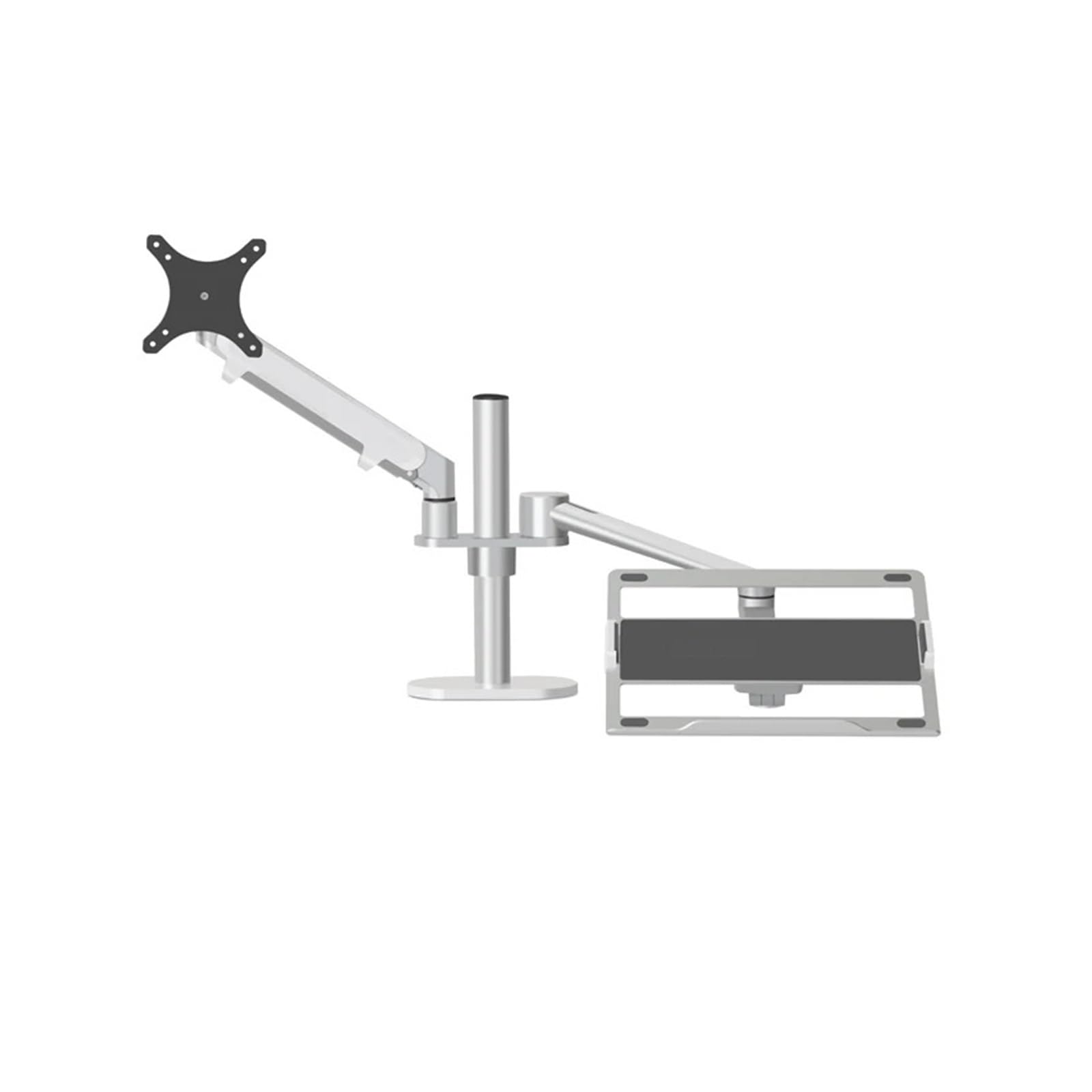 TKJfdTY Ol-3S Aluminum Height Adjustable Desk Dual Arm 17-32" Monitor Stand + 12-17" Stand Full Motion Mounting Arm，Silvery