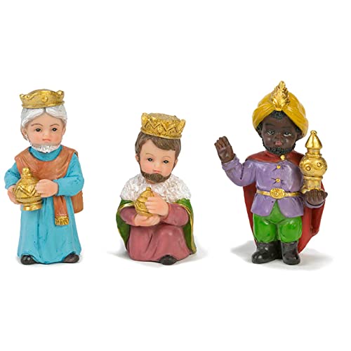 Acan Tradineur - Figura de Reyes Magos con diseño Adorable Naif - Fabricación en marmolina - Ideal para belén navideño, Figuras Decorativas, Nacimiento, Pesebre - 8 x 5 x 3 cm.