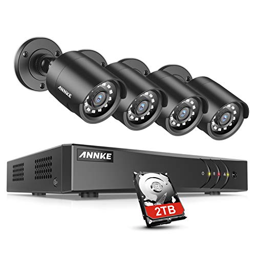 1080P Außen Video Überwachungssystem 8CH 5MP Lite DVR Recorder mit 4 Außen 1080P Überwachungskamera Set mit 2TB Festplatte, 30m IR Nachtsicht,