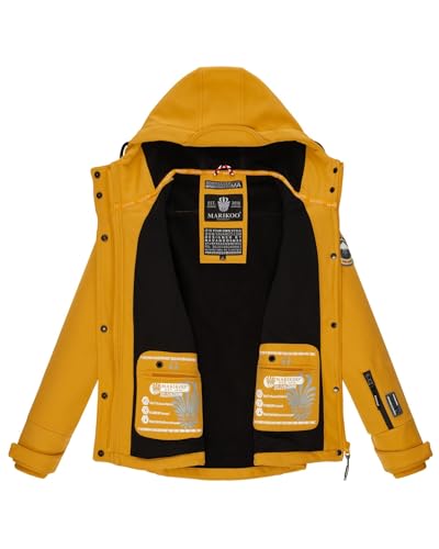 MARIKOO Damen Softshell Jacke Winterjacke wasserabweisend Outdoor B864 [B864-Kl.zicke-A-Yellow-Gr.S]