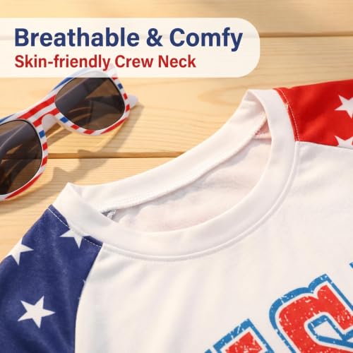 Image of 4th of July Shirts for Girls Patriotic American Flag Kids Clothing