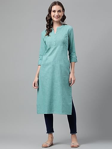 Image of NEEMIYA Striped Solid Kurta Round Nack