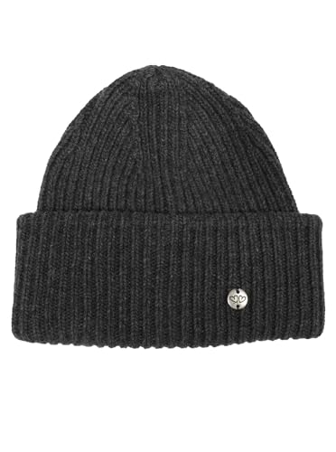 Bonnet slouch tricoté Zwillingsherz en maille anthracite épaisse et confortable
