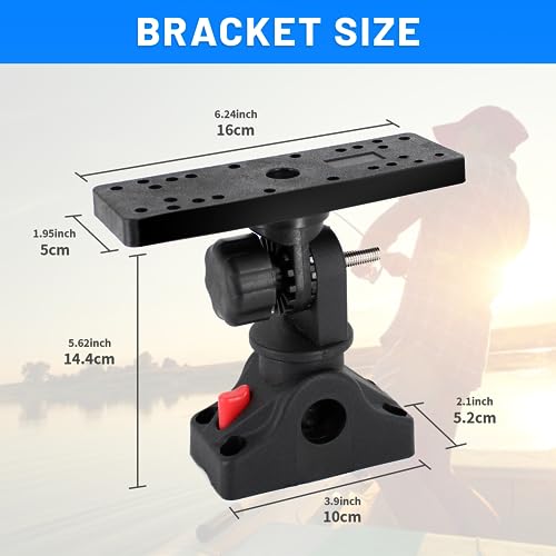 Image of Fish Finder Mounts for Boat, 360 Adjustable Fish Finder Mounting Brackets, Depth Finders Mount, Universal Marine Electronics Mounting Plate for Boat, Canoe, Kayak