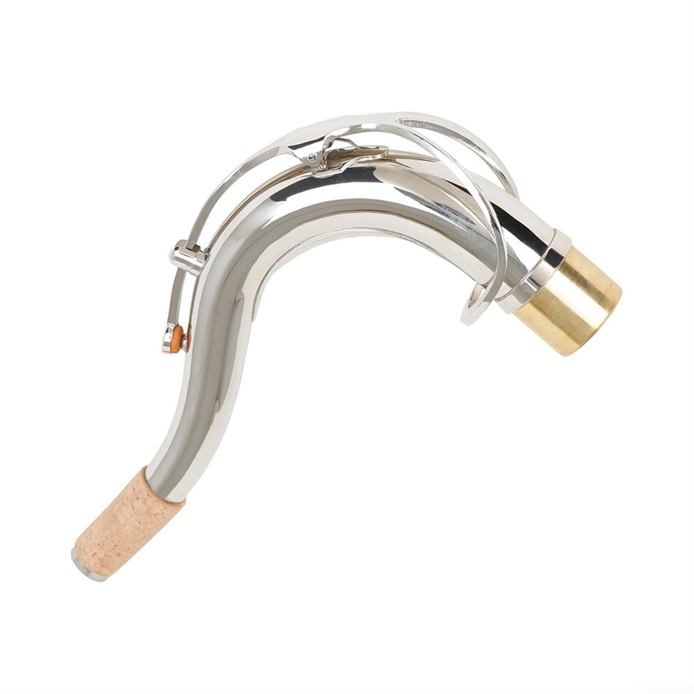 Latón Saxofón Tenor Cuello 27.5mm Bend Pipe con Pad para Bb Sax Parte (Plata)