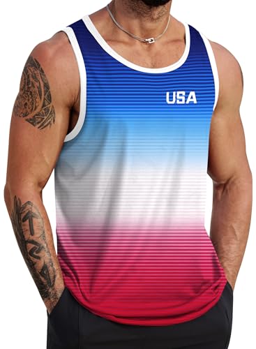 Image of VOGSTART Mens Hawaiian Beach Tank Tops Summer Vacation Muscle Top Graphic Sleeveless Shirts (S-3XL)