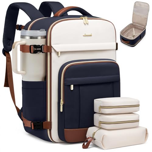 LOVEVOOK Travel Backpack for Women & Men - 17.3 Inch Carry On Backpack & Personal Item Backpack for Airlines, Spacious and Durable Design, with 3 Packing Cubes