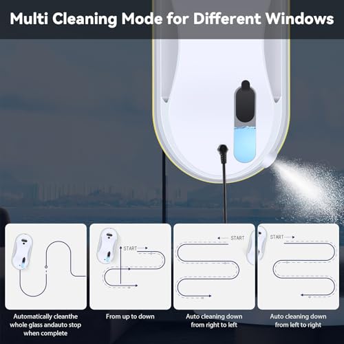 Fensterputzroboter,5600PA Fensterreiniger Elektrisch mit Fernbedienung Fenstersauger Glasreinigungssroboter mit Intelligentes Kantenerkennungssystem fensterputzer elektrisch für Alle Fenster (B) – Bild 5