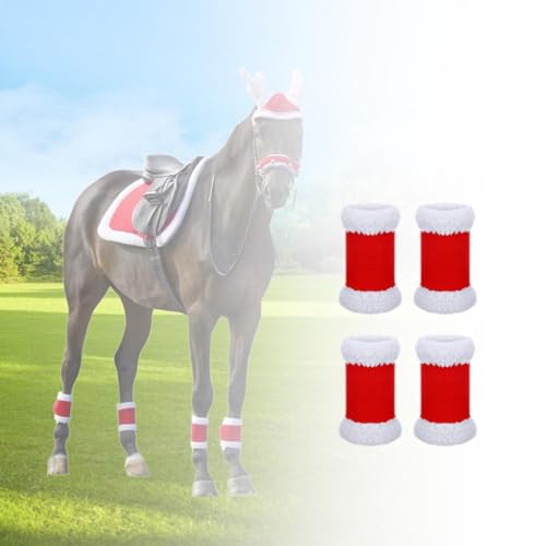 YIJU 4Pcs Horse Leg Wraps Horse Leg Protectors Christmas Equestrian Equipment Xmas Thick Leg Guard F