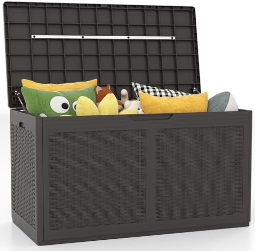 GOPLUS Coffre de Rangement Extérieur Étanche 380 L, Coffre Banc J...