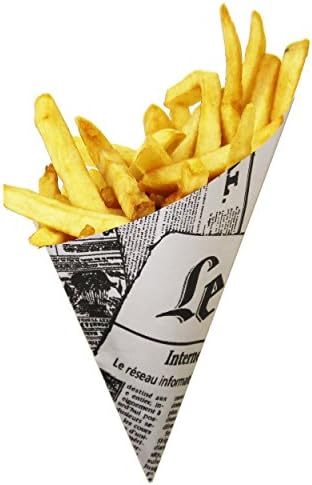 French Newspaper Paper Cones. Medium Size K-17, holds 8.5 oz. - 100 cones per package, 22¢ per cone