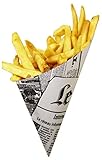 French Newspaper Paper Cones. Hor douvres Mini Plus Size K-14, holds 5.5 oz. - 100 Cones Package, 21¢ per cone