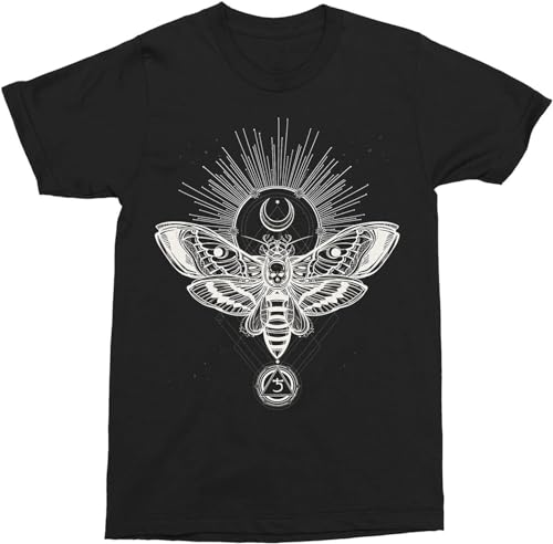Photo de Moth Alternative Tattoo Fashion Moth Flash Screen Print Black S Short Sleeve T-Shirt XXL