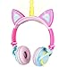 GBD Unicorn Kids Cat Ear Headphones Wired Adjustable for Boys Girls Tablet Back to School Supplies, Kids Headband Earphone Foldable Over On Ear Game Headset for Toddlers Travel Birthday Gifts (Pink)