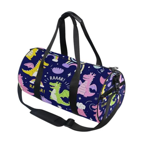 Bolsa de lona de viaje con dragones coloridos para hombres y mujeres activos
