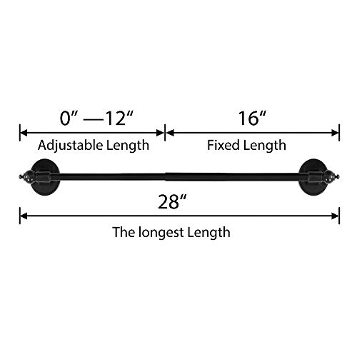 Magnetic Curtain Rod 5/8" Multi-Use Versatile Adjustable Appliance Magnetic Rod Extends from 16 inch to 28 inch Magnetic Cafe Curtain Rod, Black, 4 Pack by Turquoize - Image 2
