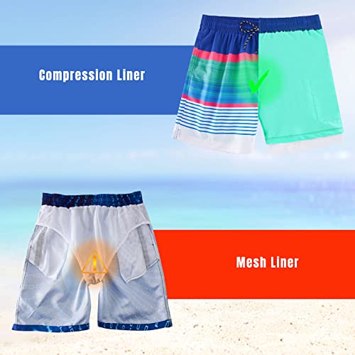 Cozople Swim Trunks For Men With Compression Liner 7 Inch Elastic Waist Quick Dry Swimsuitstropical Palm Tree Beach Shorts Boardshorts Boxer Brief Lining Upf50+ Swimming Trunks Anti Chafe #TOP4