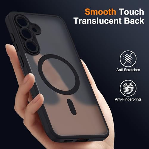Cyberowl Compatible with Samsung Galaxy S25 FE,Compatible with MagSafe Transparent Clear Design Frame Matte Phone Case Shockproof Protective Cover for Women Girls Black by Cyberowl - Used condition - Image 5