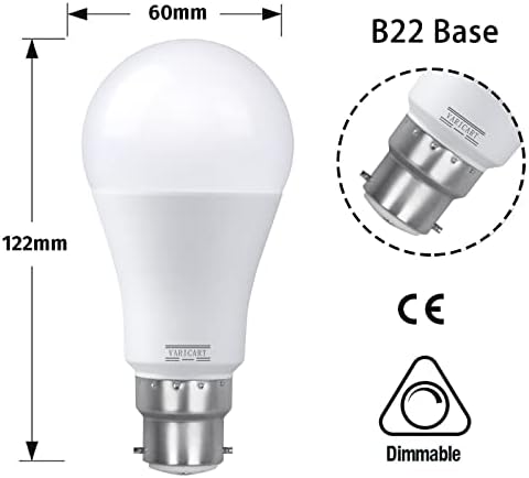 VARICART B22 10W Colour Changing Light Bulb Dimmable, LED Bulbs Bayonet with Remote, RGB + Cool White 6000K, 12 Colour + 5 Modes, Dual Memory, 75W~100W Equiv. for Home Dec & Mood Lighting (Pack of 1)