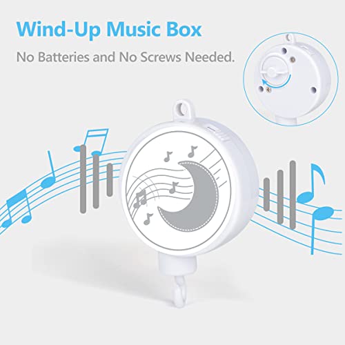 Baby Musical Crib Mobile Toys With Rainbow,Clouds And Colorful Stars Sooth Pendant Toy,Wind-Up Music Box Design,Nursery Decoration Gift For Newborn Boys And Girls #TOP3
