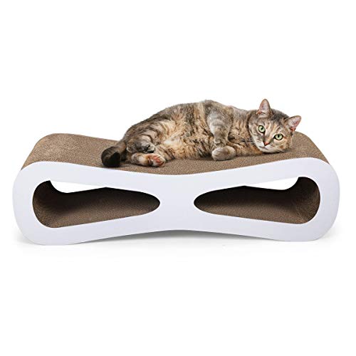 HomeCyber Cat Scratcher Lounge, Corrugated Cardboard, 29.5 x 8.5 x 7.5 Inches, All Breeds, Floor Mount